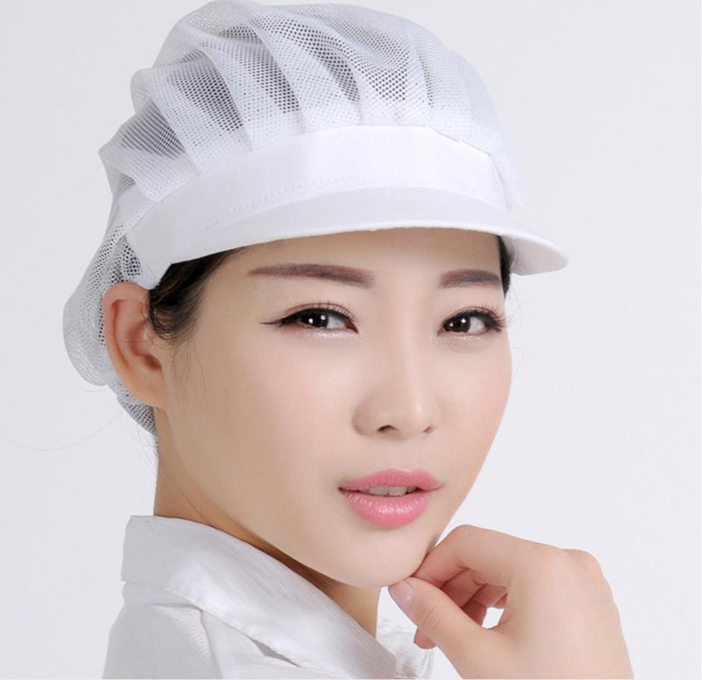 纺织女工帽子食品卫生帽鸭舌白色车间女工网帽纺织防尘帽布帽食堂工作