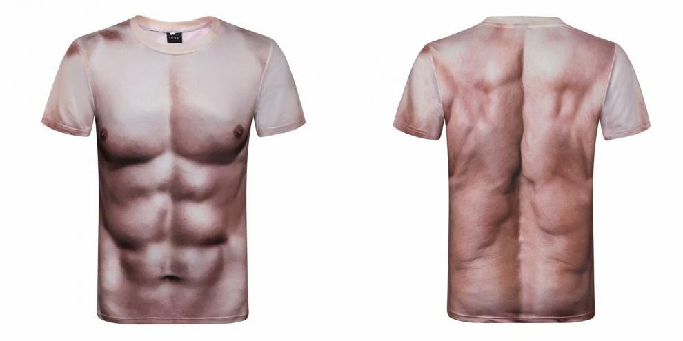 尊尚鸟假肌肉腹肌搞笑整蛊短t恤年会服装男cosplay假腹胸肌表演道具