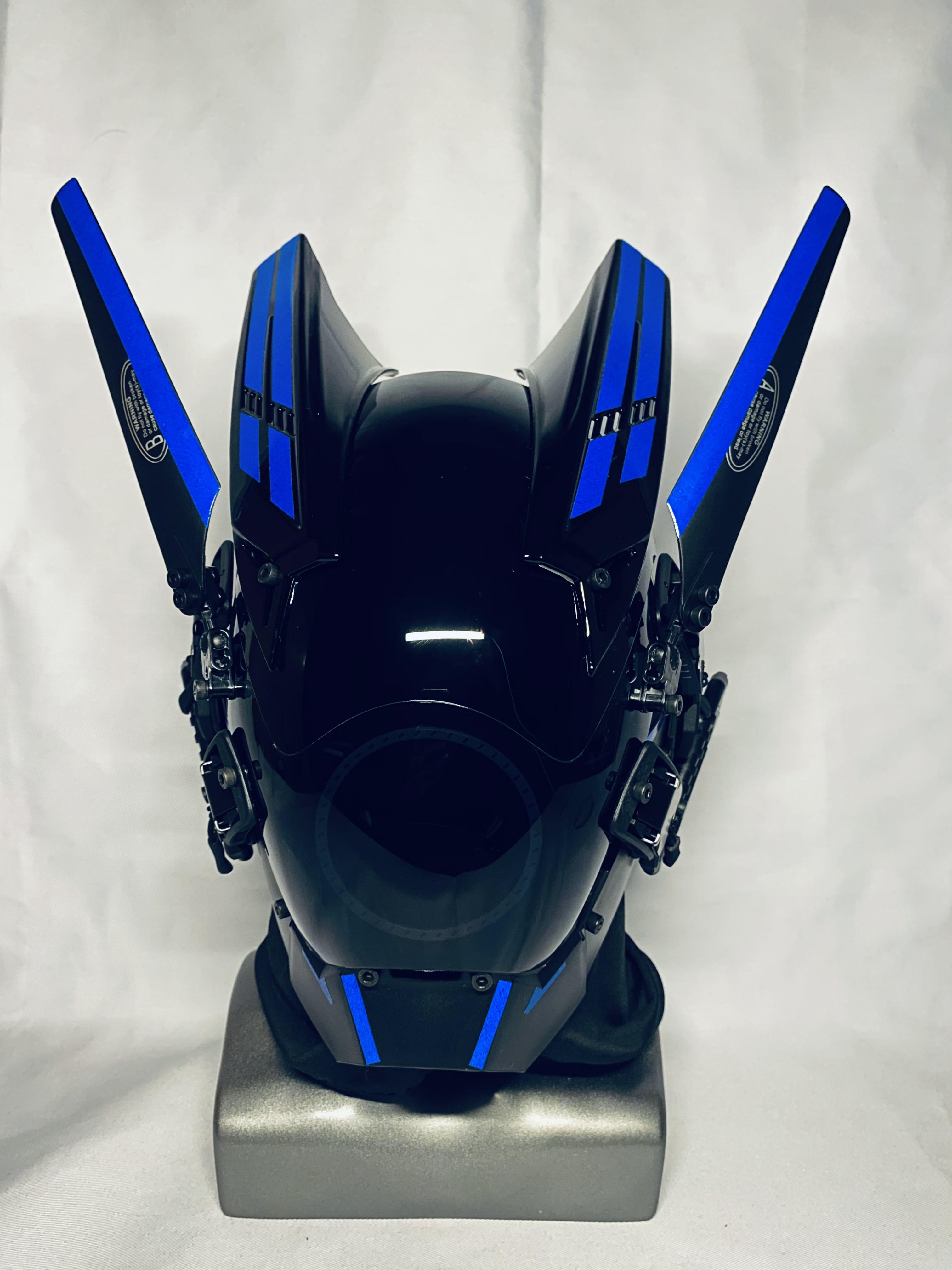 赛博朋克发光面具cosplay面罩 机能风变装 全脸 手工定制 蓝灯款