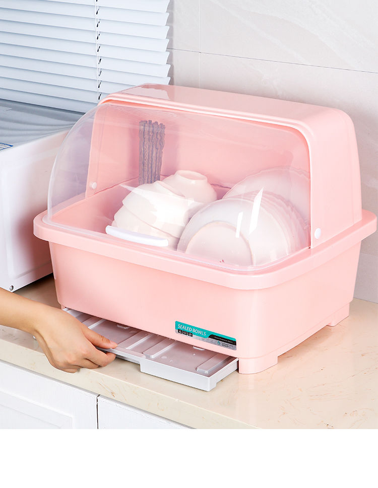 厨房碗柜塑料大号带盖沥水架放碗架置物架装碗箱碗碟架碗筷收纳盒半