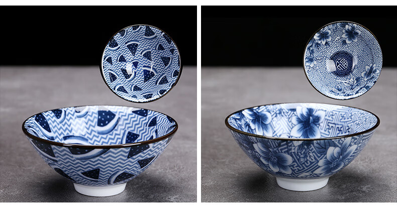 斗笠杯 复古主人杯青花茶杯办公家用斗笠杯陶瓷品茗杯建盏茶盏大碗