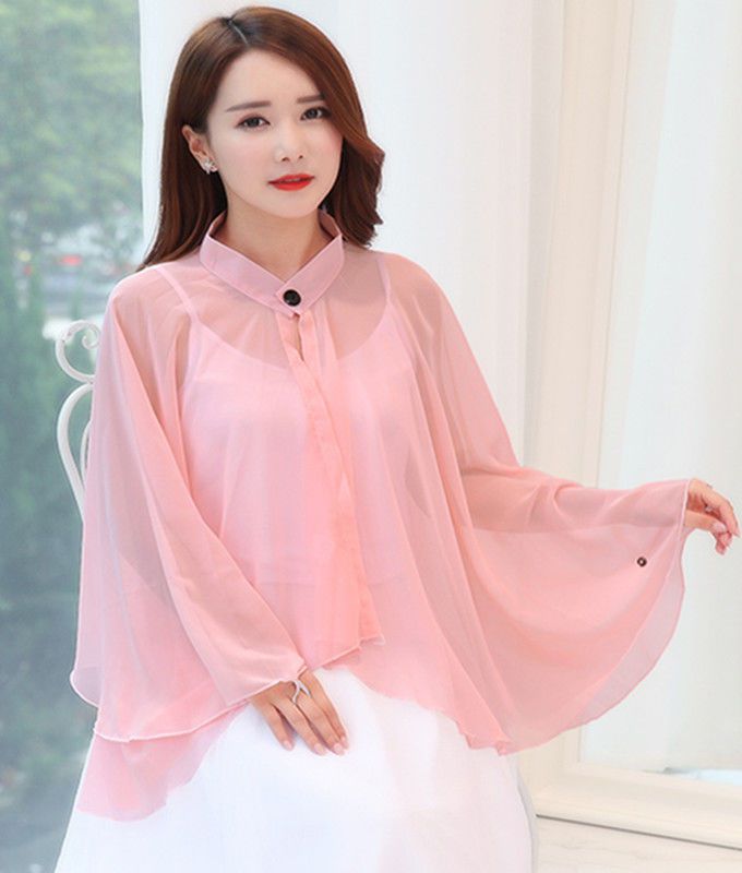 巾彩世界防晒女夏季薄款披肩防晒衣夏季女士百搭中长款雪纺骑车开车