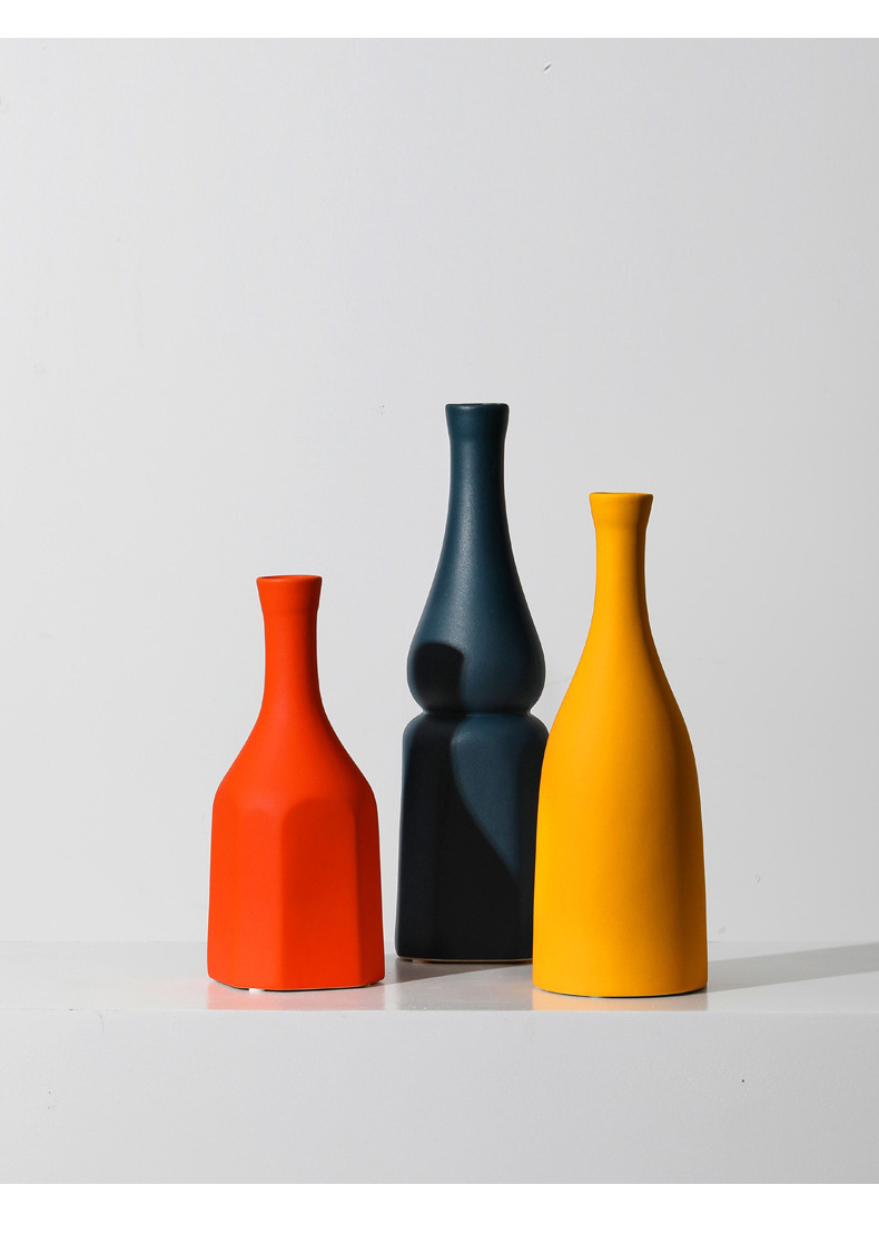 魔小宅 创意简约ins北欧风莫兰迪陶瓷花瓶摆件插花干花仿真花装花容器