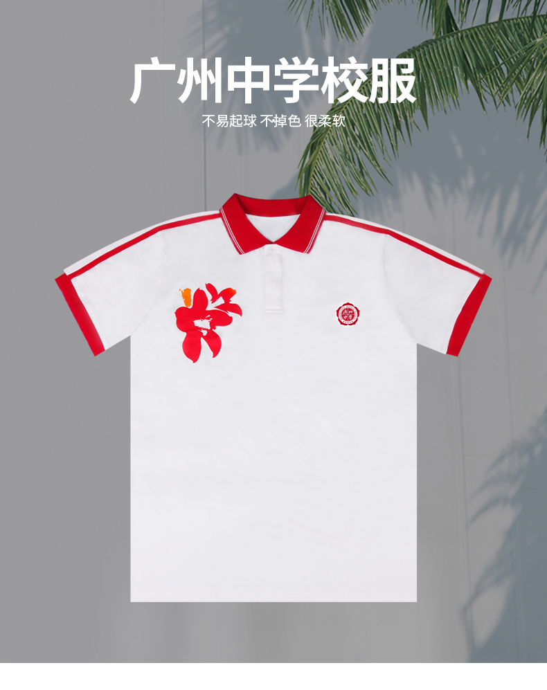 广州中学校服初高中学生男女夏季短袖t恤polo杉套装棉可定制广州中学