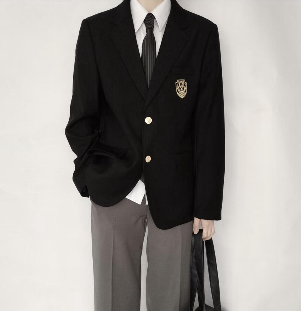 叽歪狗高校jk/dk制服学校风男女西装外套上衣春秋冬黑色西服宽松潮cy