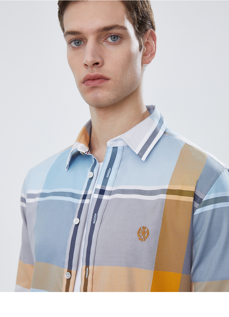 scofield春季新品拼色格纹时尚多色男士长袖衬衫smycb22001绿色180