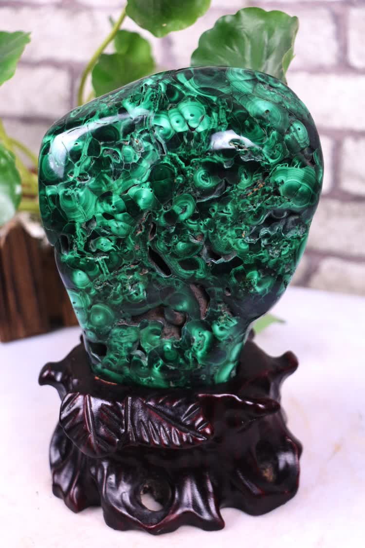 爱韵馨华礼品 天然孔雀石原石凤凰石原矿标本礼品客厅玄关奇摆件 4766