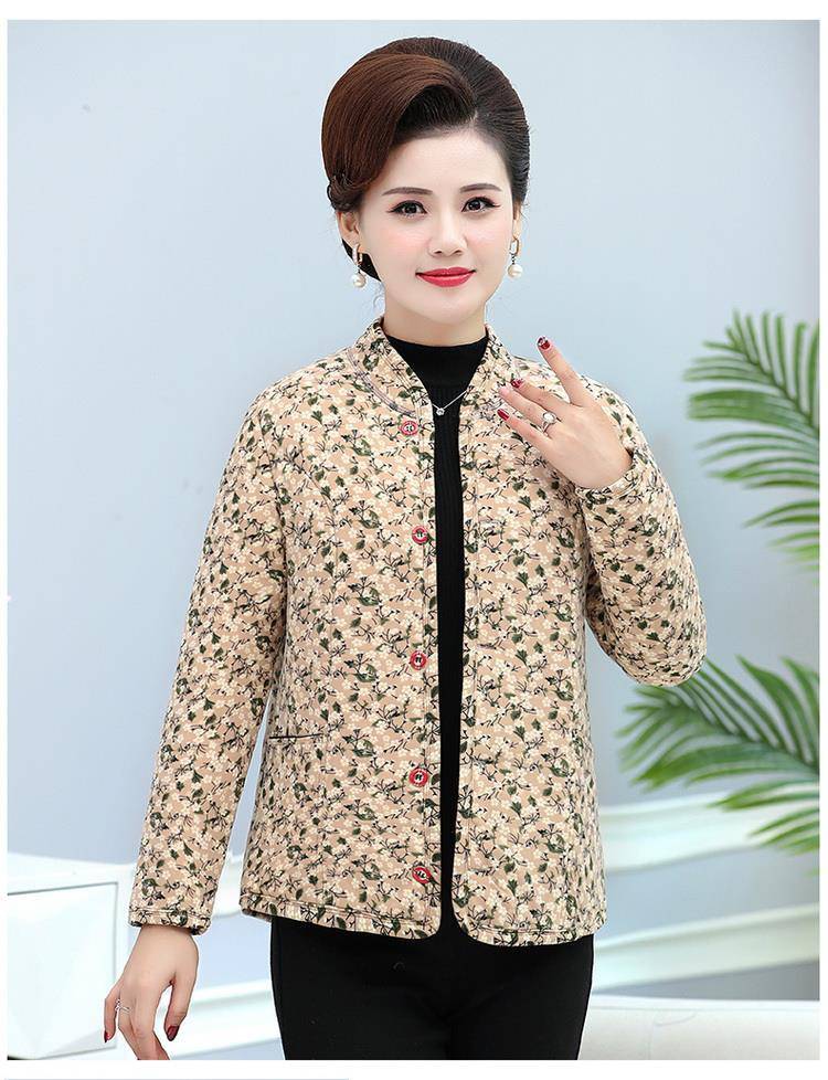 中年女丝内胆中老年人小秋冬季轻便保暖厚外套棉衣棉袄子女式女士乐卉