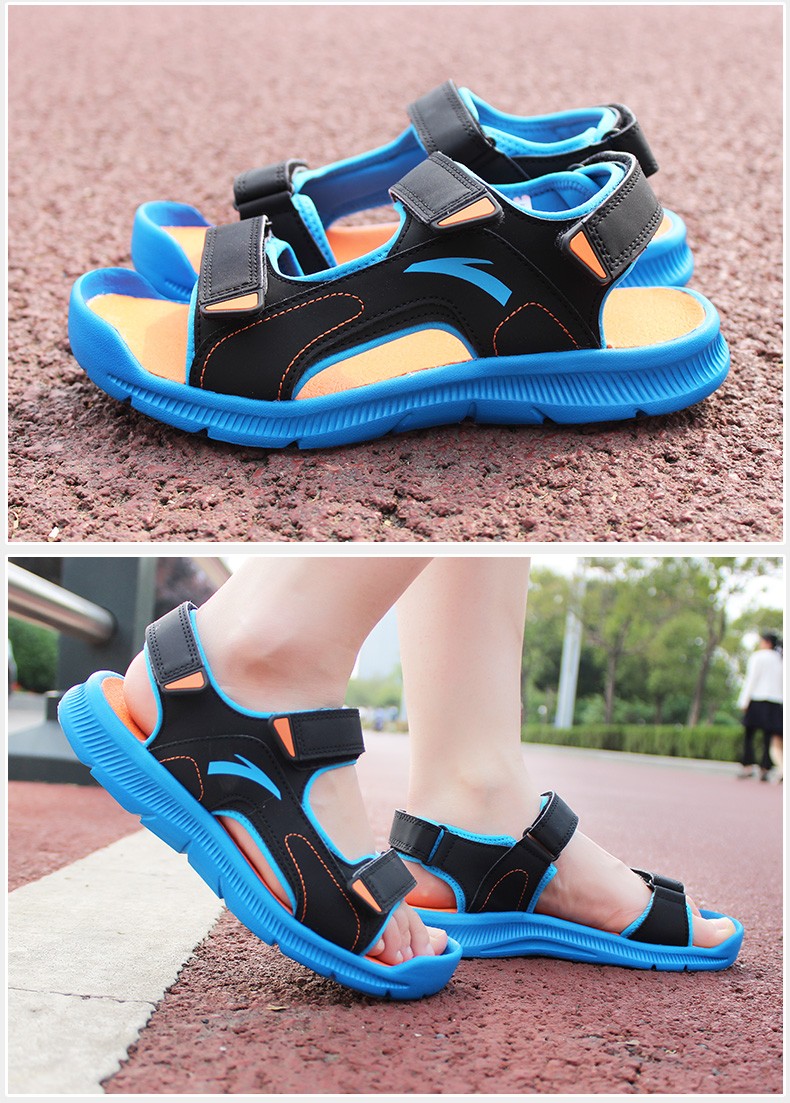 安踏儿童凉鞋男中大童男童凉鞋学生防滑魔术贴沙滩鞋运动型防护凉鞋a3