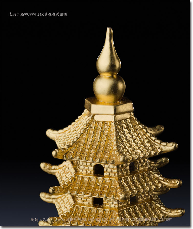 gwei/伽文 全铜摆件《助学文昌塔(金)》 家居工艺品 真金金箔贴制