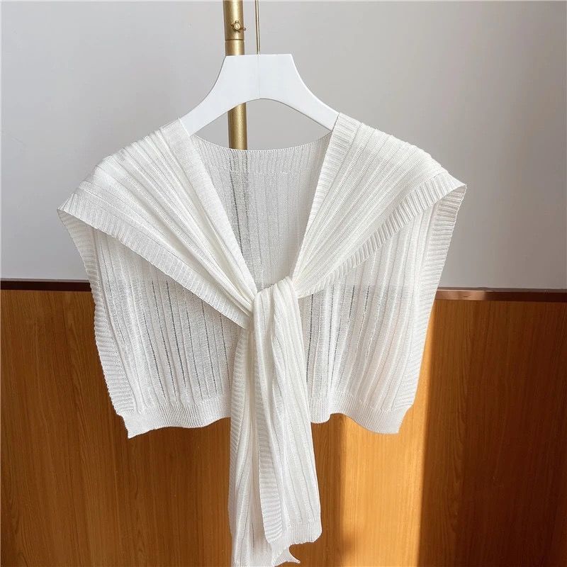 【高品质披肩】外搭冰丝小披肩时尚韩版披肩围巾冰丝针织款 紫色