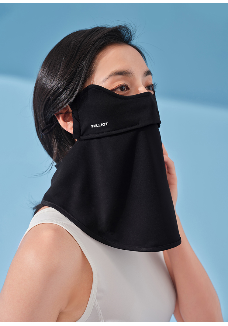 伯希和户外防晒面罩女夏季新薄款透气防紫外线遮阳护眼角护颈口罩珊瑚