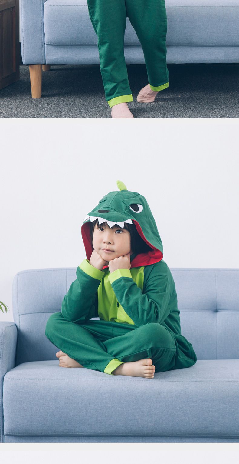 恐龙睡衣儿童恐龙连体睡衣儿童款棉袖春秋可爱动物卡通童季衣服 龙猫 