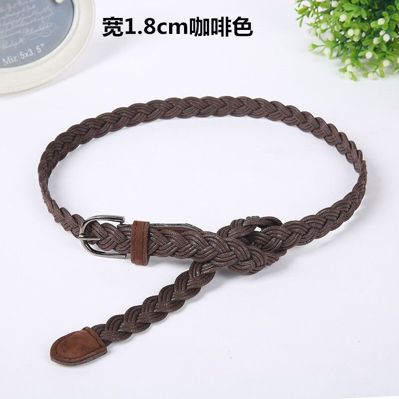 guvibon新品女学生弹性编织腰带编织细腰带女文艺复古百搭配裙子毛衣