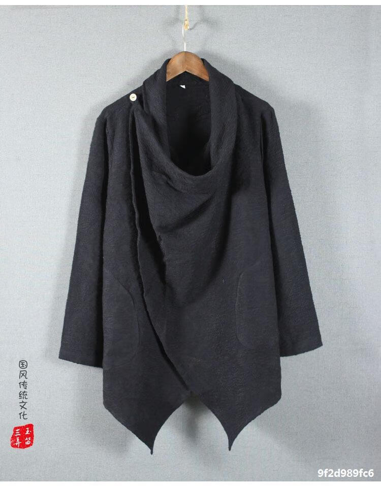 风古风仙气男装披肩披风外套复古中式风衣都铎式斗篷道袍汉服灰色3xl