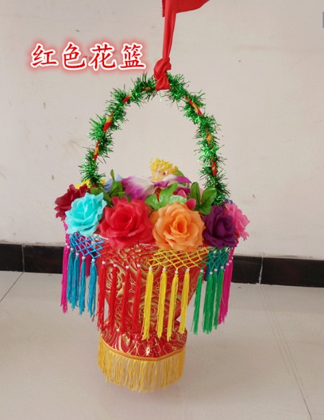 酷硕舞蹈花篮秧歌舞蹈花挑舞台戏曲戏剧花篮花挑舞道具女士服装