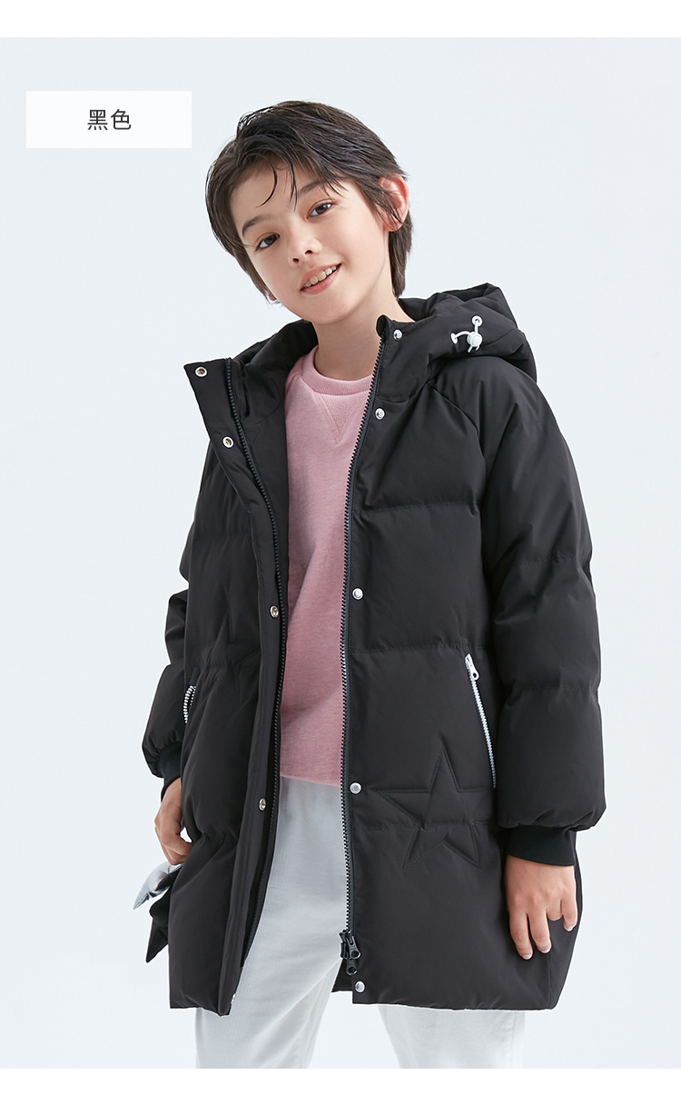 坦博尔儿童羽绒服2021年新款甜美连帽加厚防风保暖中长款童装外套tc