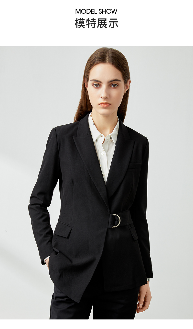 商场同款艾诺丝雅诗春秋新款系带收腰小西装女士外套时尚ol风职业西服