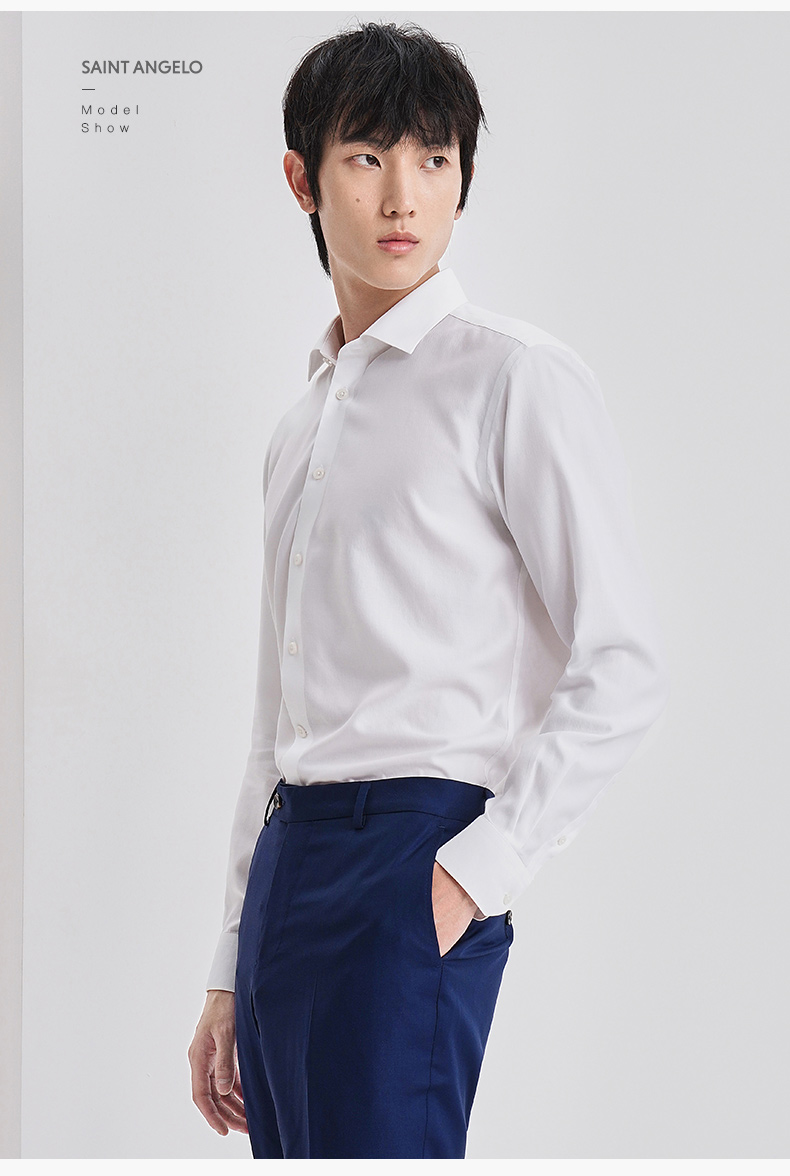 免烫报喜鸟正装衬衫男士新款男商务休闲白免烫长袖衬衫正装西装抗菌