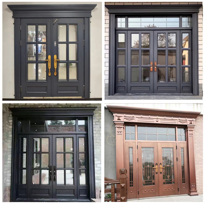 圣芙尼别墅大门双开玻璃门定制锌合金防盗门中式入户门乡村进户门系列