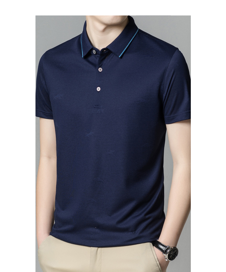 罗蒙品牌男装男士时尚休闲含桑蚕丝polo衫2021夏季新款吸汗透气中青年