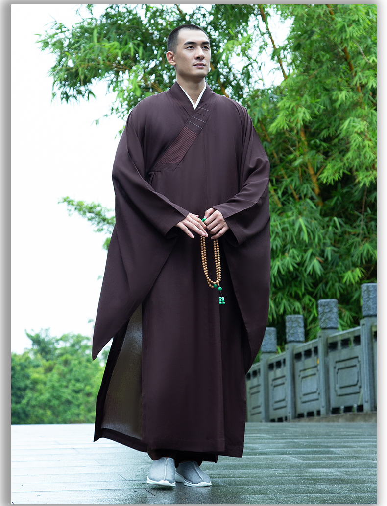 海青居士服男尚远麻纱透气夏法会佛教僧服男女海清黑色标准袖35