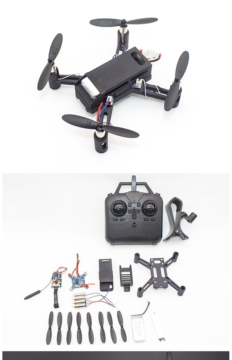 航模遥控器套装小四轴飞行器diy配件迷你组装无人机教学生课堂遥控