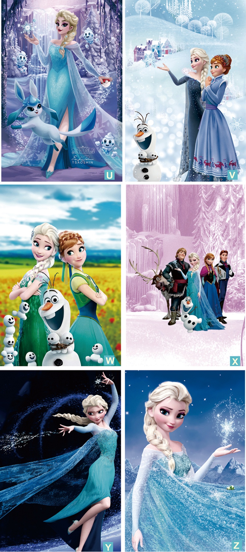 冰雪奇缘海报爱莎公主艾莎女王安娜海报贴画墙画墙纸 e 60*90cm 无框