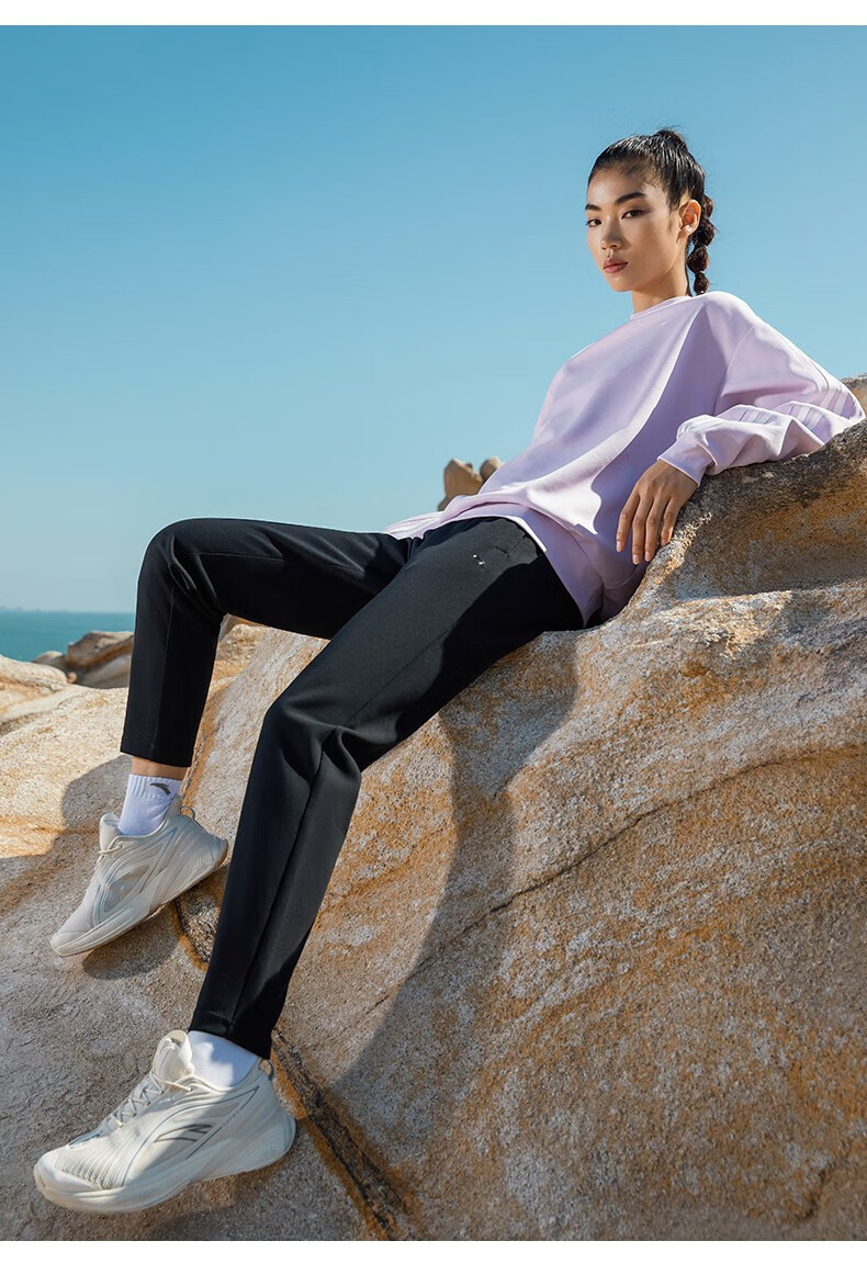 安踏(anta) 运动裤女2022针织运动裤保暖长裤卫裤子女生休闲直筒官方