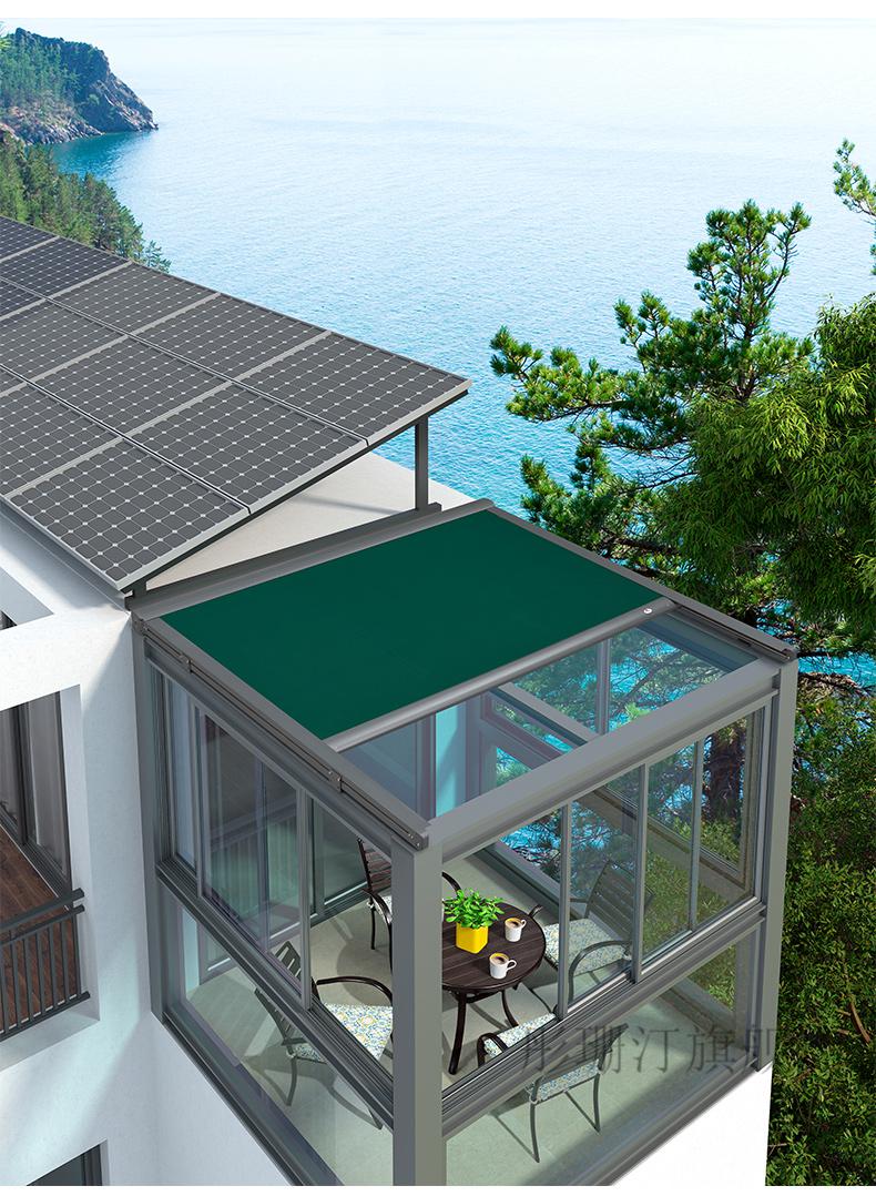 电动伸缩雨棚遮阳挡雨紫叶电动天幕伸缩遮阳棚户外顶棚阳光房玻璃房