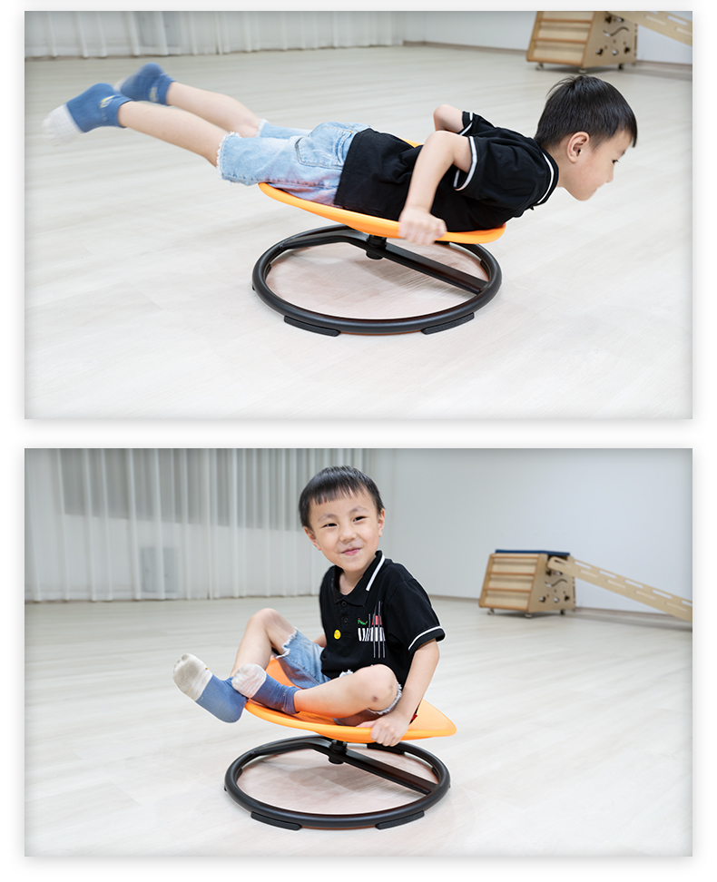 旋转椅感统训练器材儿童前庭重力平衡盘玩具 橘黄色圆形转椅【图片