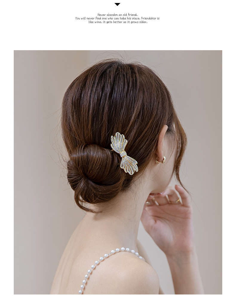 臻弗u型发簪简约现代珍珠金属钗子日常盘头发的簪子丸子头盘发器发钗