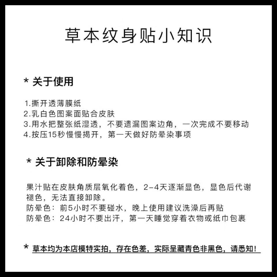 芭雅莲草木纹身贴半臂草本果汁半纹身贴男女防水仿真社会不反光花臂