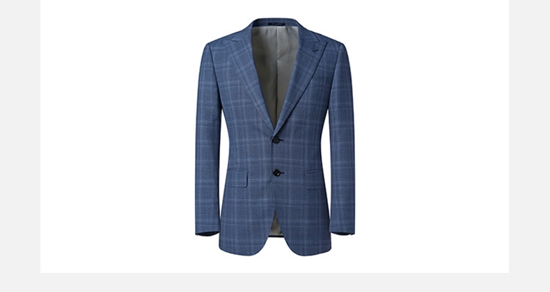 jodoll乔顿羊毛西服套装上衣格子单西欧式修身版小西装外套蓝色46a