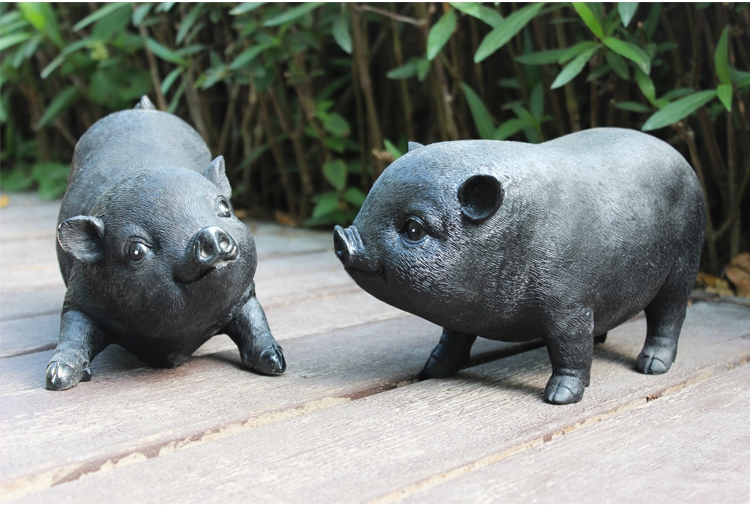 仿真动物树脂猪庭院户外别墅客厅雕塑工艺品可爱创意花园摆件 大黄猪