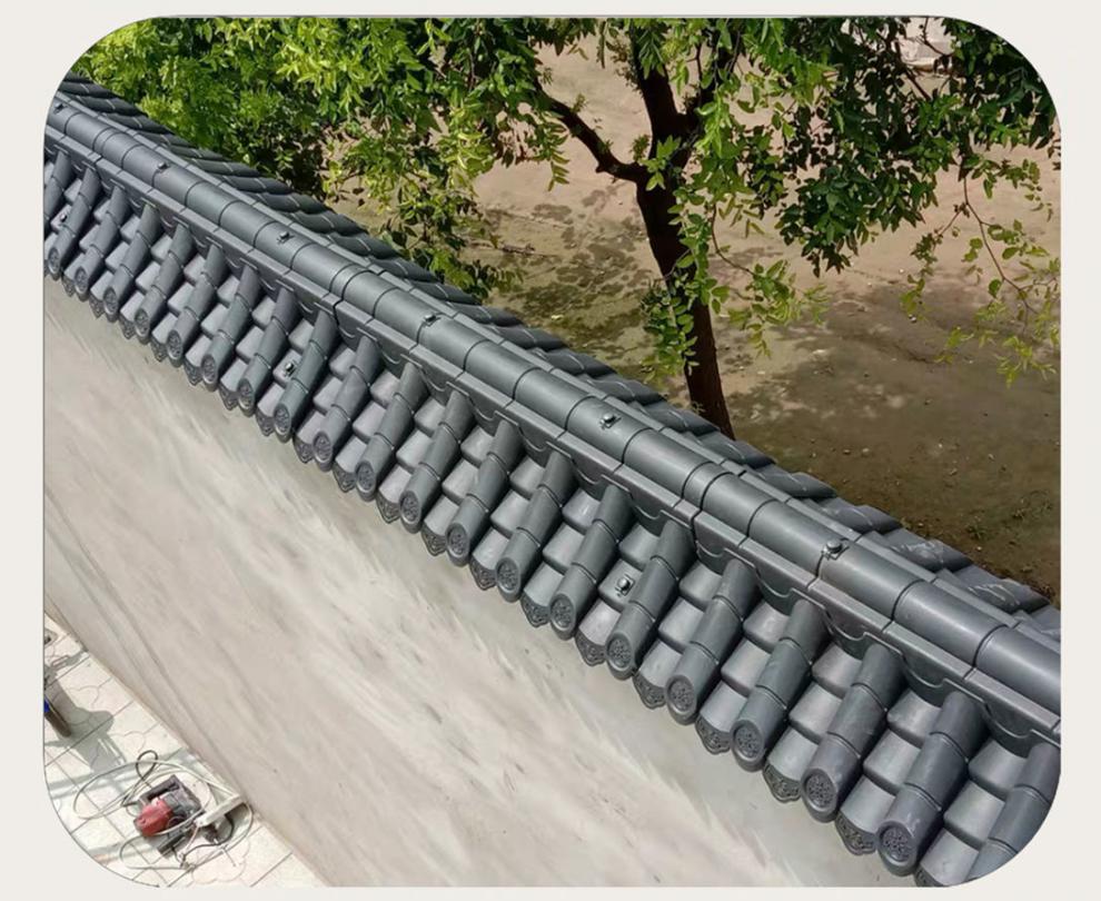 围墙瓦一体枣红色深灰色仿古树脂瓦加厚围墙院墙瓦片劲诚枣红色加厚版