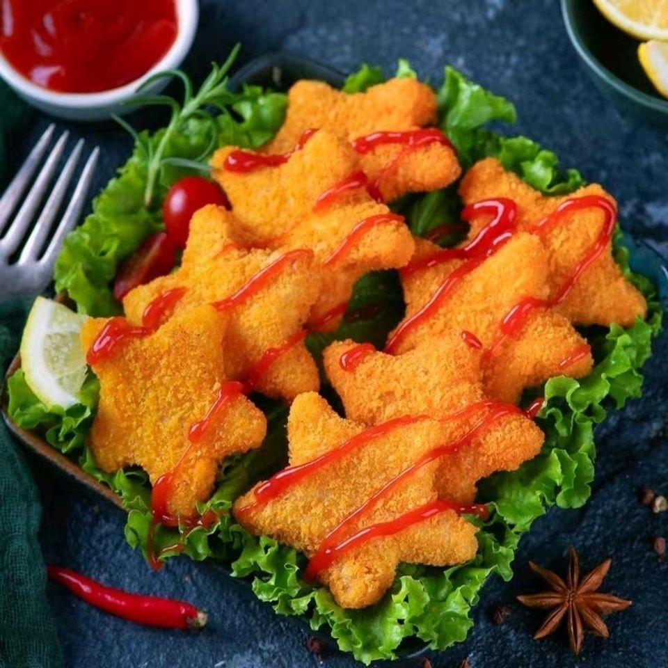 幸运星五星鸡块串1200g鸡肉鸡块油炸速冻休闲小吃冷冻半成品火龙串1包