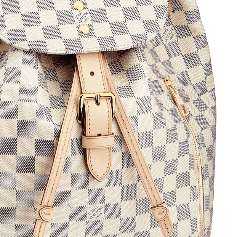 louisvuitton路易威登路易威登女包双肩包damierazur涂层帆布翻盖搭扣