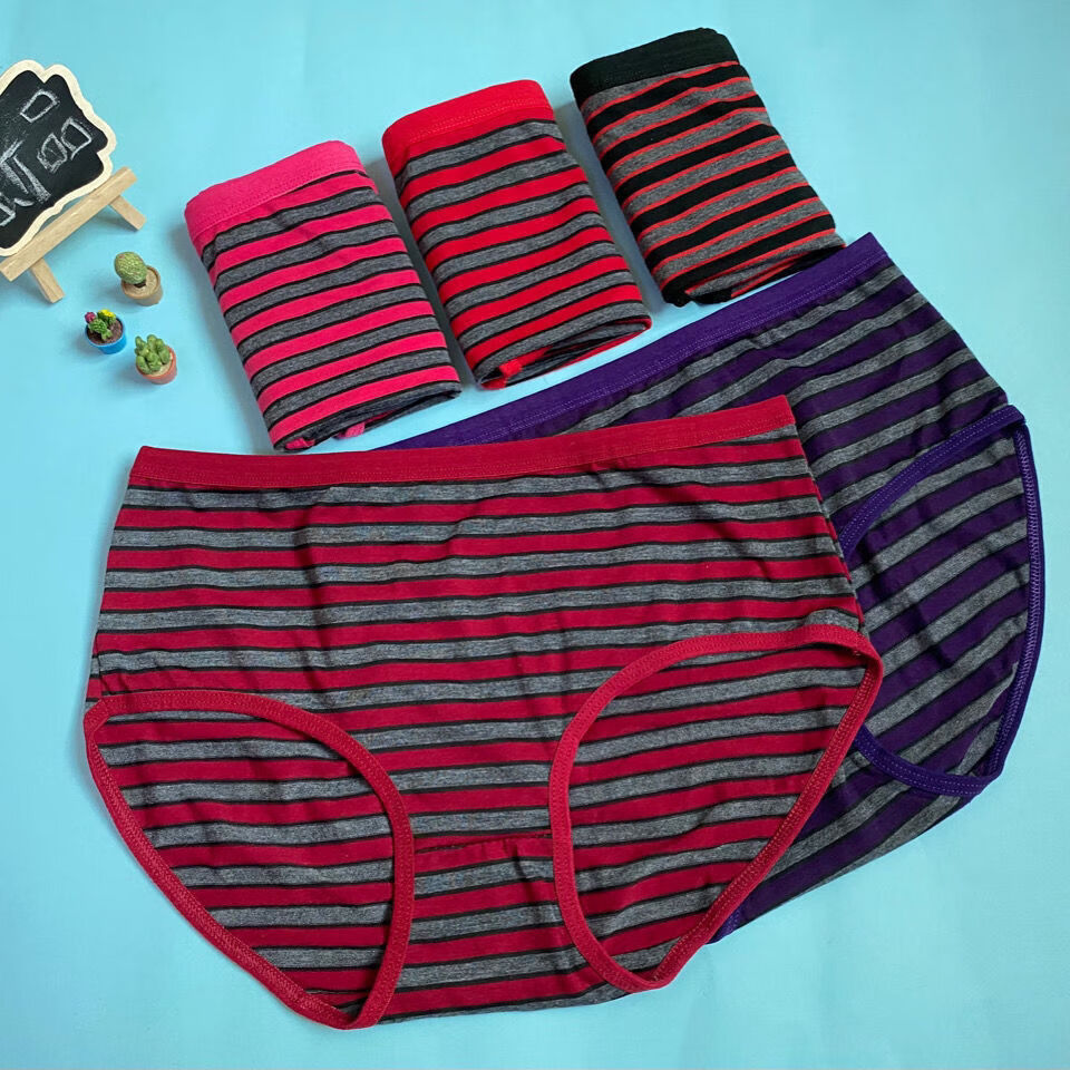 好品质女士内裤纹女士妈妈内裤中老年人加大加肥收腹中高腰三角裤头女