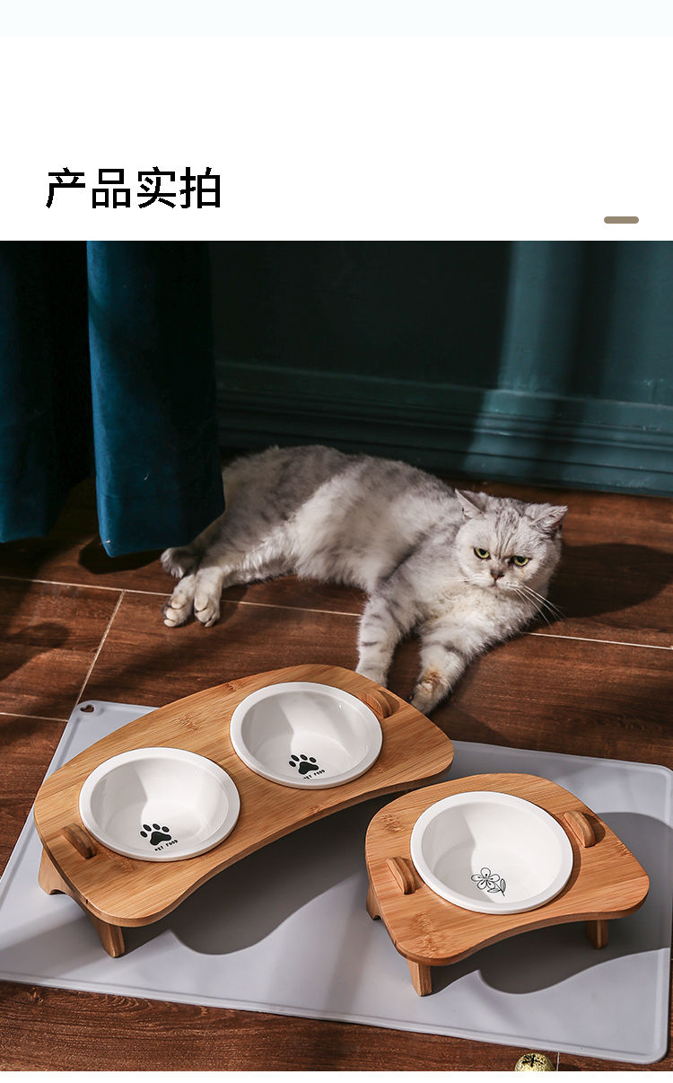 猫碗狗碗狗盆宠物双碗喂食饮水陶瓷护颈狗狗食盆猫粮饭盆猫咪用品. 双