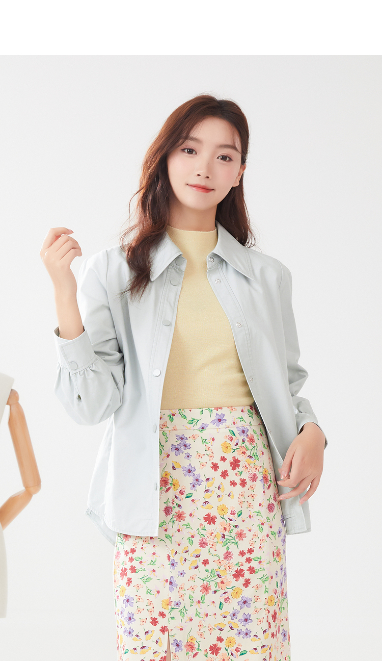 eland衣恋女装春季春季衣服小众泡泡袖衬衫外套女依恋通勤风百搭甜美