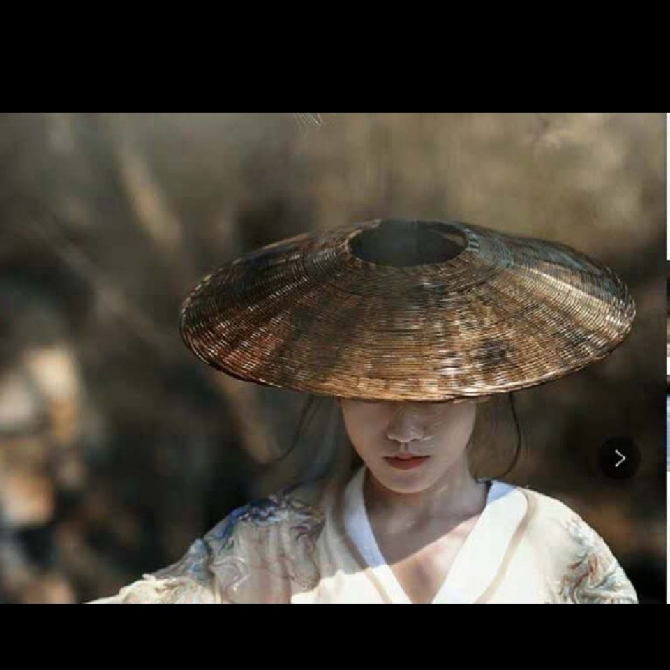 uhfq新品斗笠帽古装帽原色黑色大侠斗笠帽道具电影电视剧斗笠横店拍戏