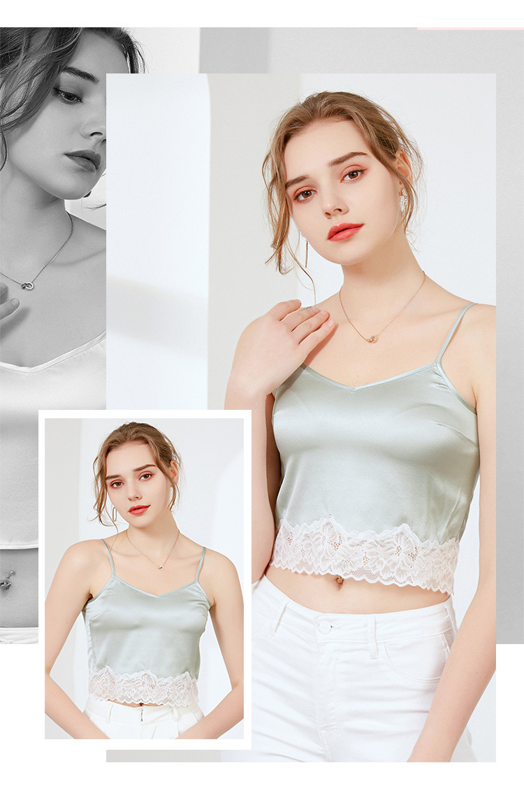 官方旗舰正品店防走光真丝吊带抹胸短款背心女夏新款露脐桑蚕丝内搭