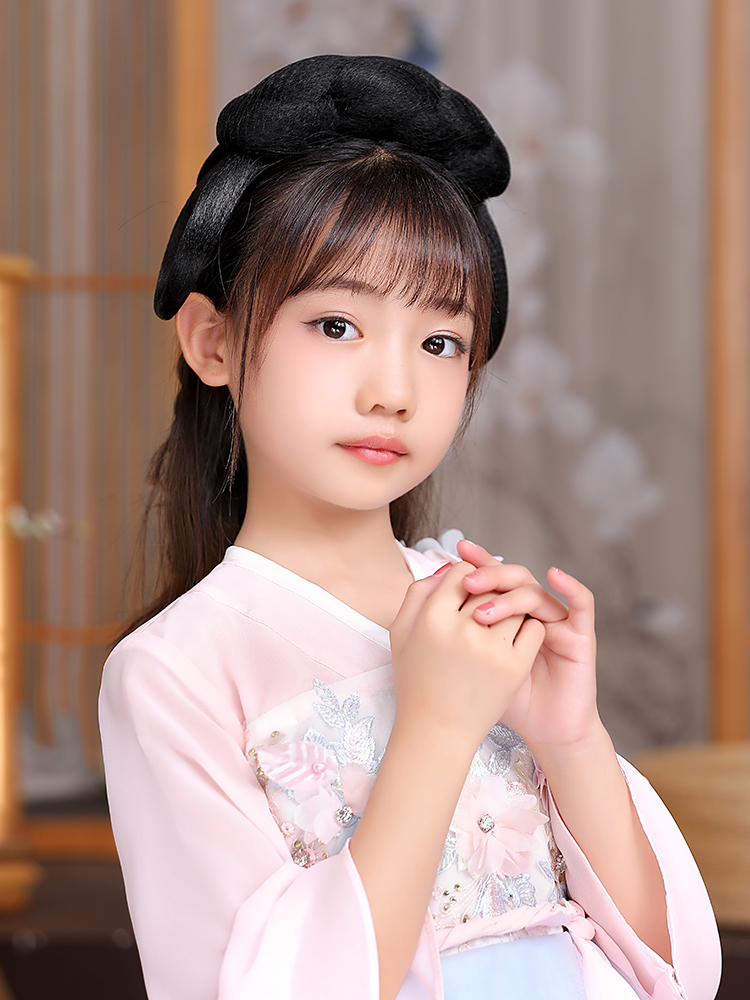 女童汉服头饰儿童古风一体式发箍假发造型古装发饰造型发髻配饰品4卡