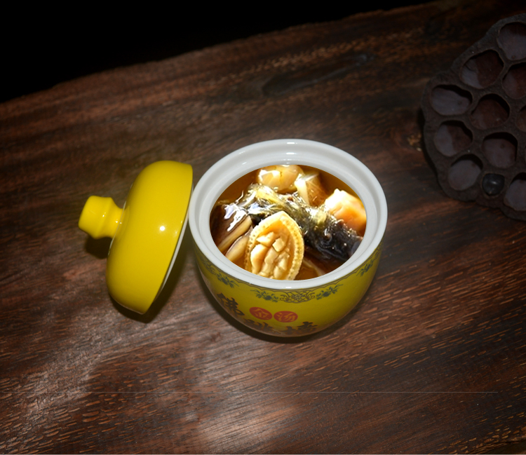 佛跳墙罐子陶瓷佛跳墙炖盅黄色罐子带盖坛子大小号酒店餐具家用盅碗