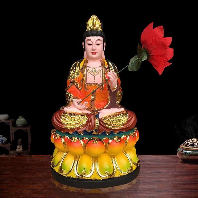 大势至菩萨神像家用保平安摆件光明智慧大精进菩萨西方三圣佛像智宙16