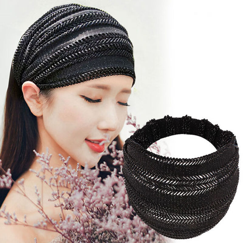 法克伦遮白发神器头饰气质网纱提花闪亮粉遮白发宽发带蕾丝女头巾发套