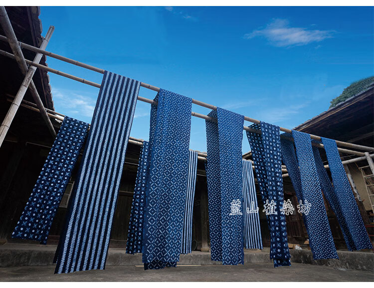 大理白族手工扎染面料 大理白族扎染面料客栈背景装饰蓝染布桌布茶席