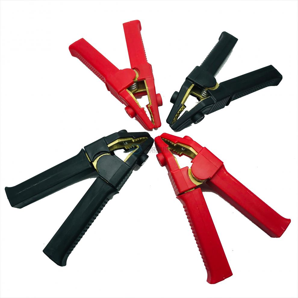 纯铜电瓶充电夹子加厚汽车电瓶夹子搭电夹接地线夹大号铜卡子2红色2