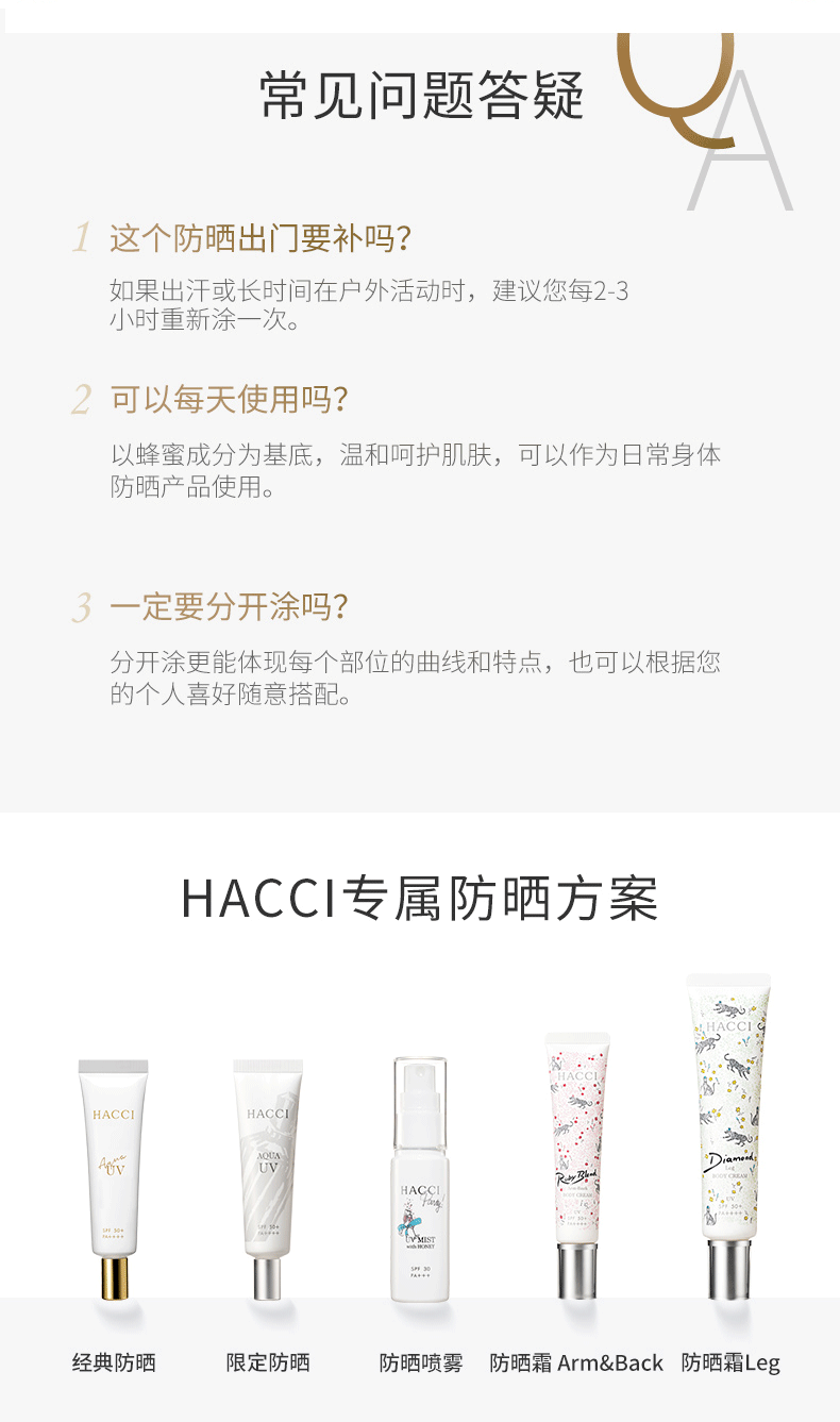 【高颜值心动单品】【日本直邮】日本 HACCI 蜂蜜UV身体防晒 手臂背部用 40g SPF50+・PA++++